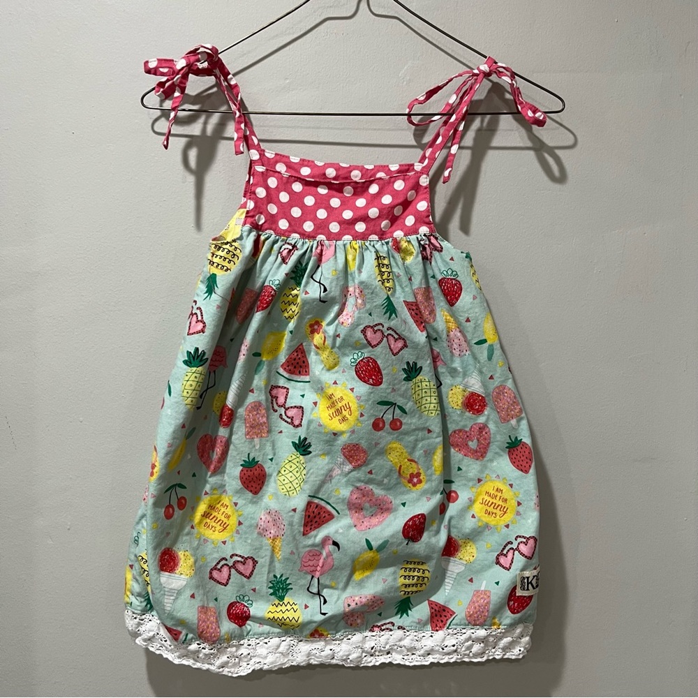KPea Original Girls 8 Dress Reversible Tie Popsicles Flamingo Sunny Pastels.